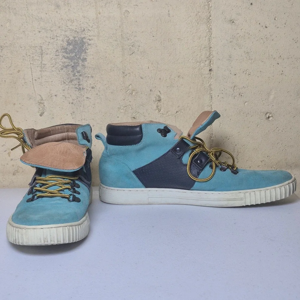 KG Kurt Geiger High Top Sneakers Mens 43 (US 10.5) Blue Suede Leather